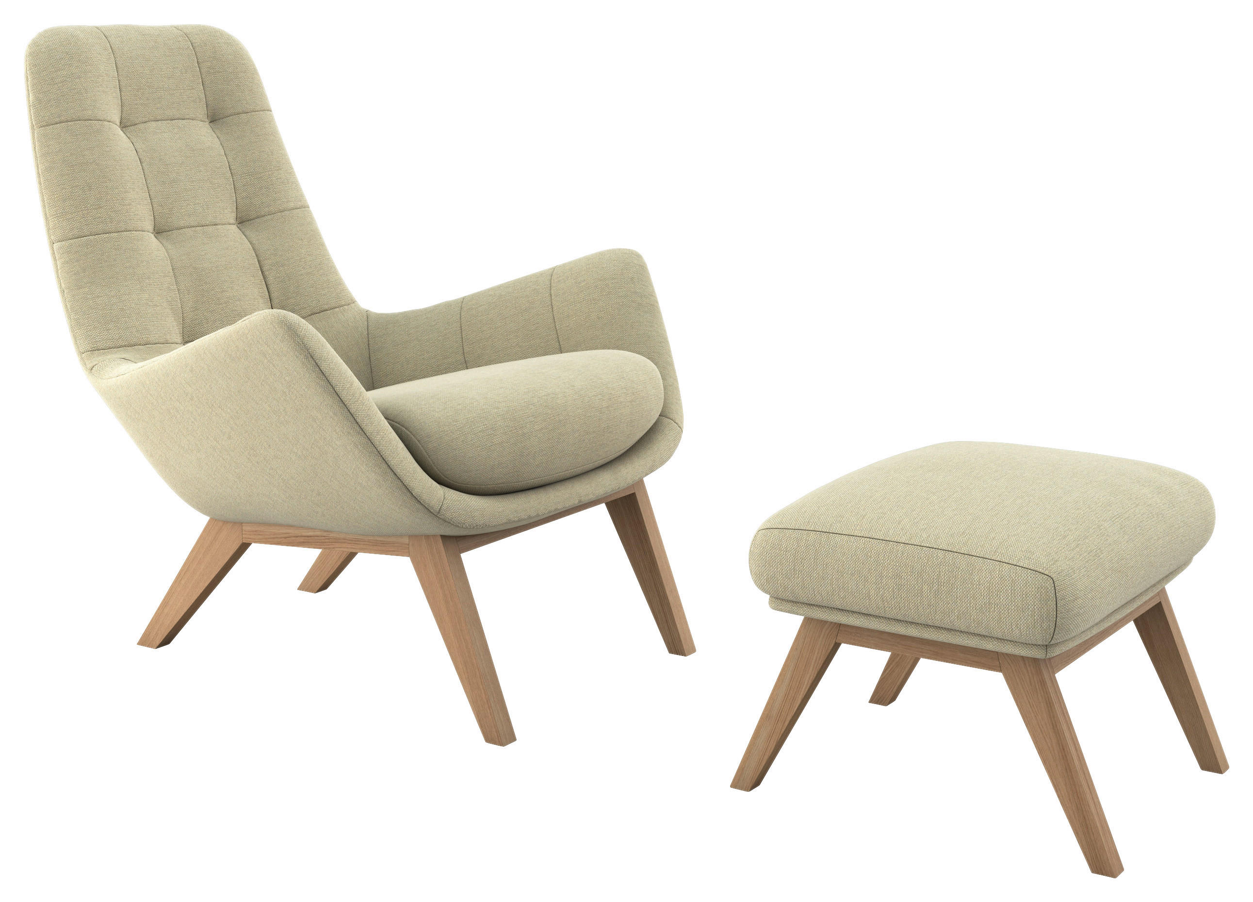 SESSELSET Flachgewebe Hocker    - Eichefarben/Beige, Design, Holz/Textil (84/95/96cm) - MID.YOU