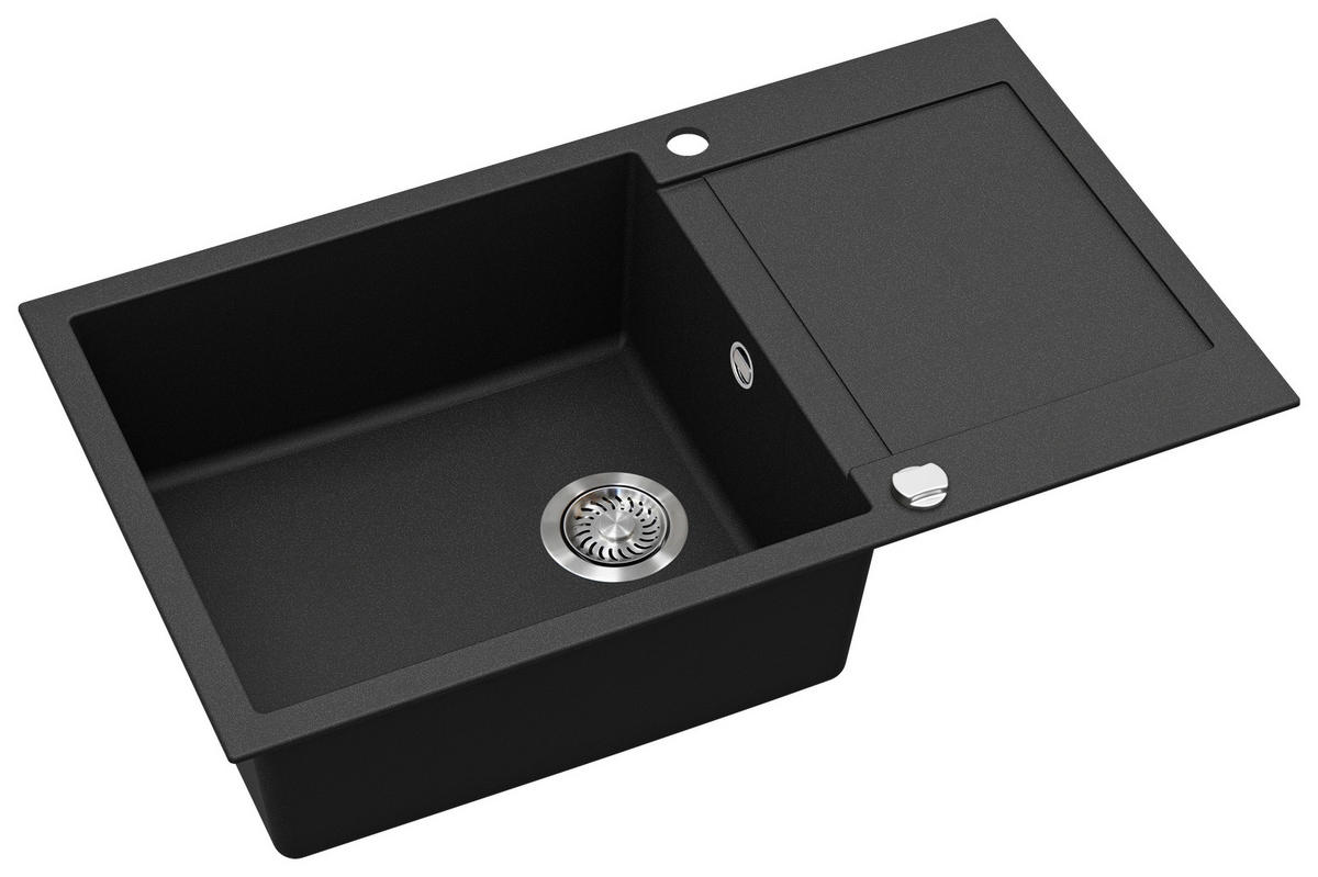 SPÜLE MILA104BL  - Schwarz, Basics, Stein (86/20/50cm) - Visiona