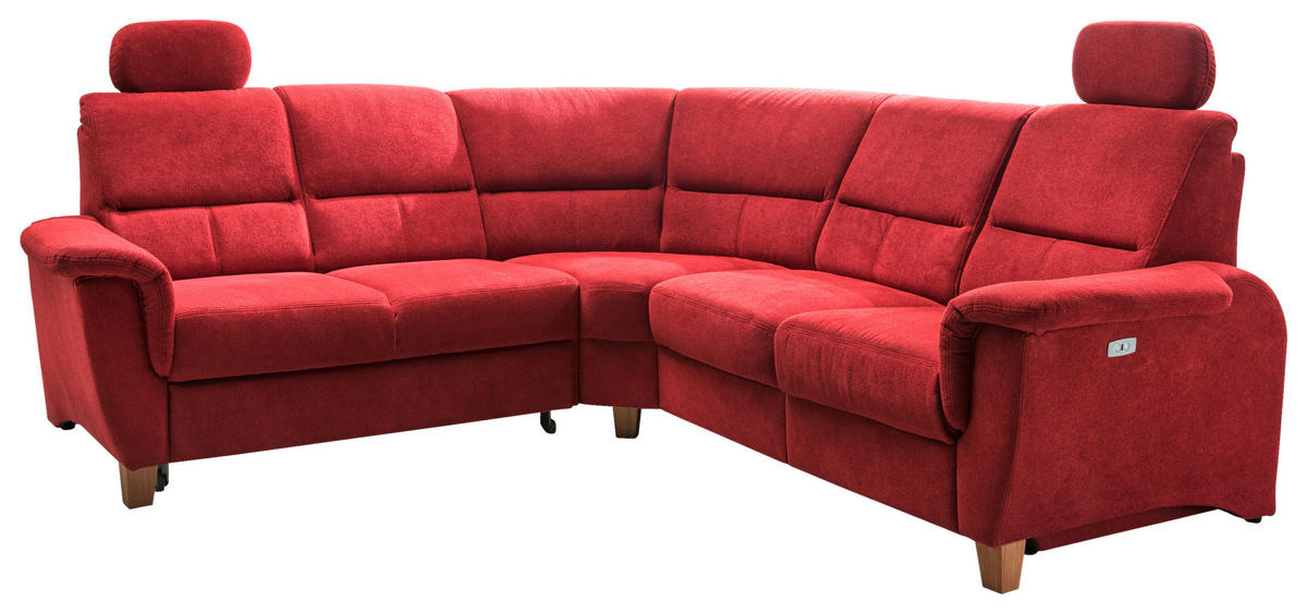 ECKSOFA in Struktur Rot  238/241 cm  - Wildeiche/Rot, KONVENTIONELL, Holz/Textil (238/241cm) - Livetastic