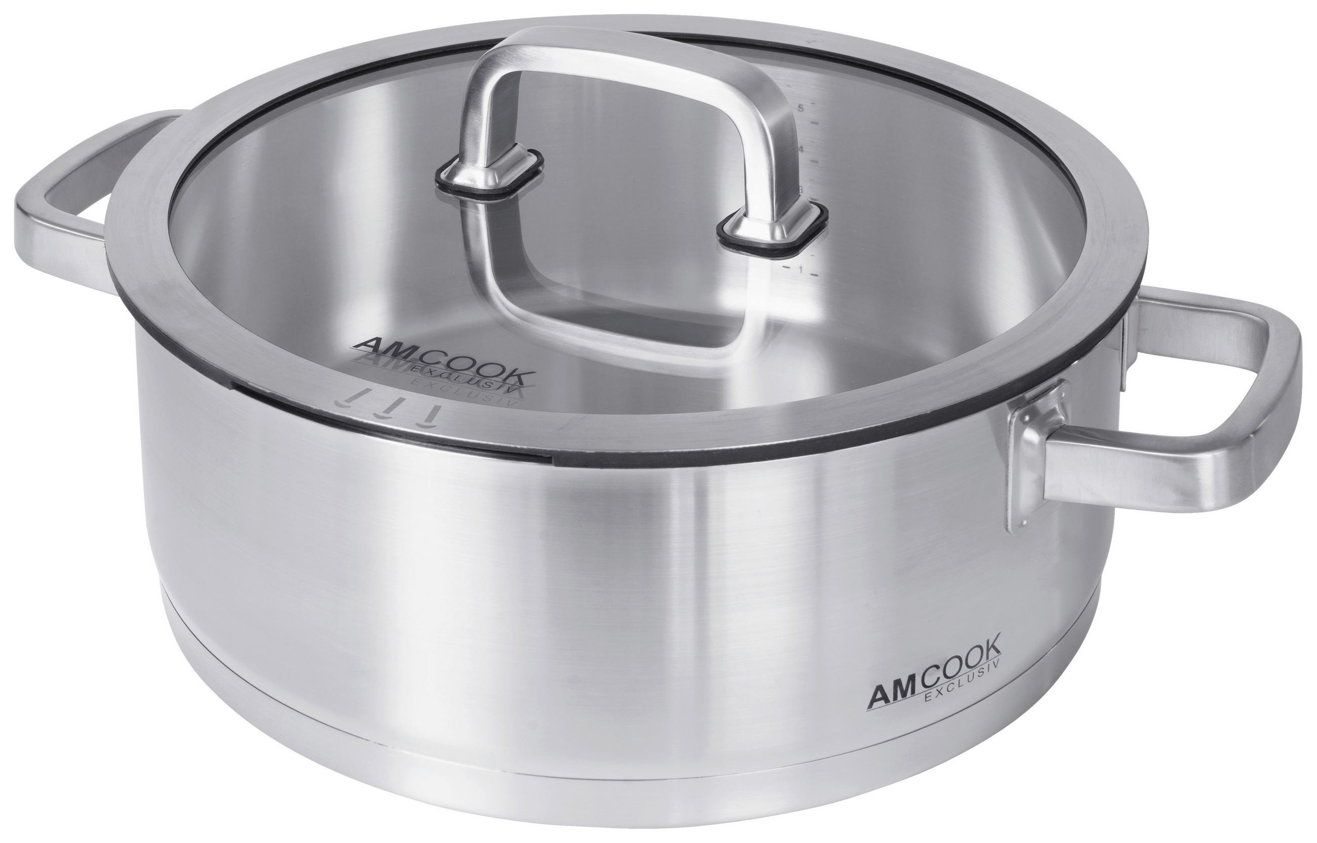 KOCHTOPF 5,5 L  - Edelstahlfarben, Basics, Glas/Metall (28/11cm) - Am Cook