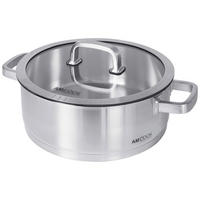 KOCHTOPF 5,5 L  - Edelstahlfarben, Basics, Glas/Metall (28/11cm) - Am Cook