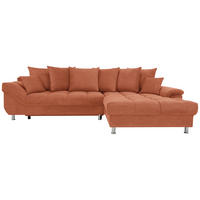 ECKSOFA in Flachgewebe, Mikrofaser Cognac  312/198 cm  - Chromfarben/Cognac, Design, Kunststoff/Textil (312/198cm) - Livetastic