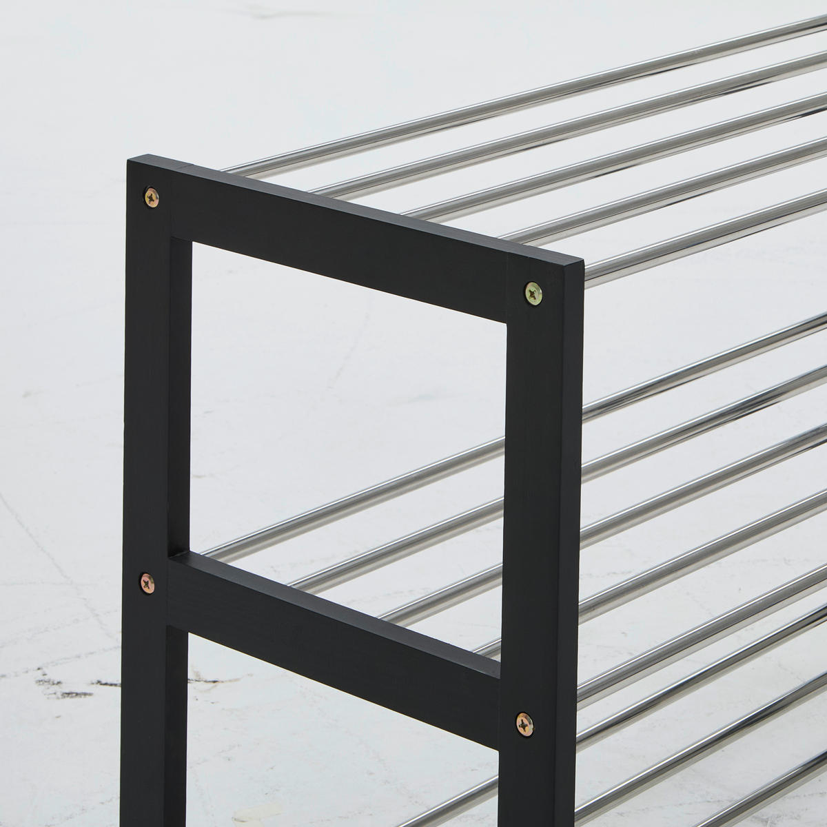 SCHUHREGAL Schwarz, Silberfarben  - Silberfarben/Schwarz, Basics, Holzwerkstoff/Metall (77.8/55.8/34.4cm) - Carryhome