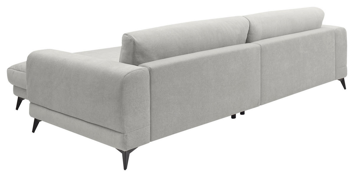 ECKSOFA Hellgrau Chenille  - Hellgrau/Schwarz, KONVENTIONELL, Textil/Metall (292/194cm) - SetOne by Musterring