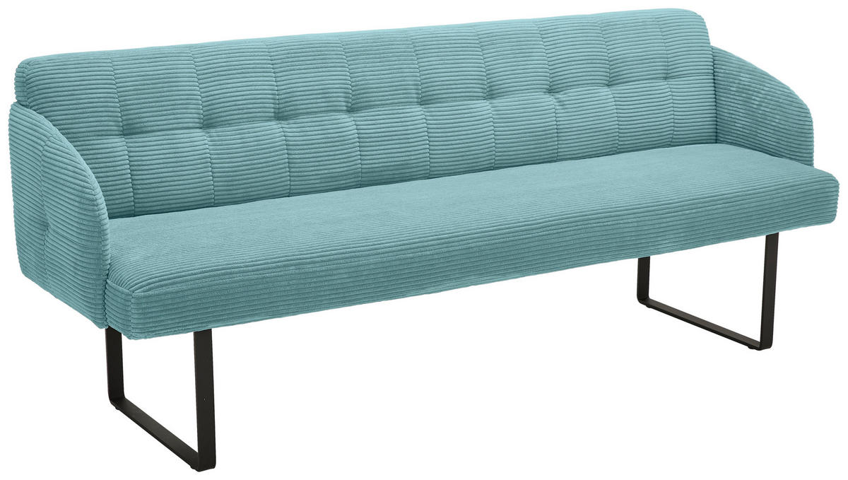 SITZBANK 217/85/69 cm Cord Petrol Metall  - Petrol/Schwarz, Design, Textil/Metall (217/85/69cm) - Musterring