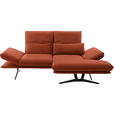 ECKSOFA  in Echtleder Orange Armteilverstellung, Kopfteilverstellung  210/130 cm  - Schwarz/Orange, Design, Leder/Metall (210/130cm) - Dieter Knoll