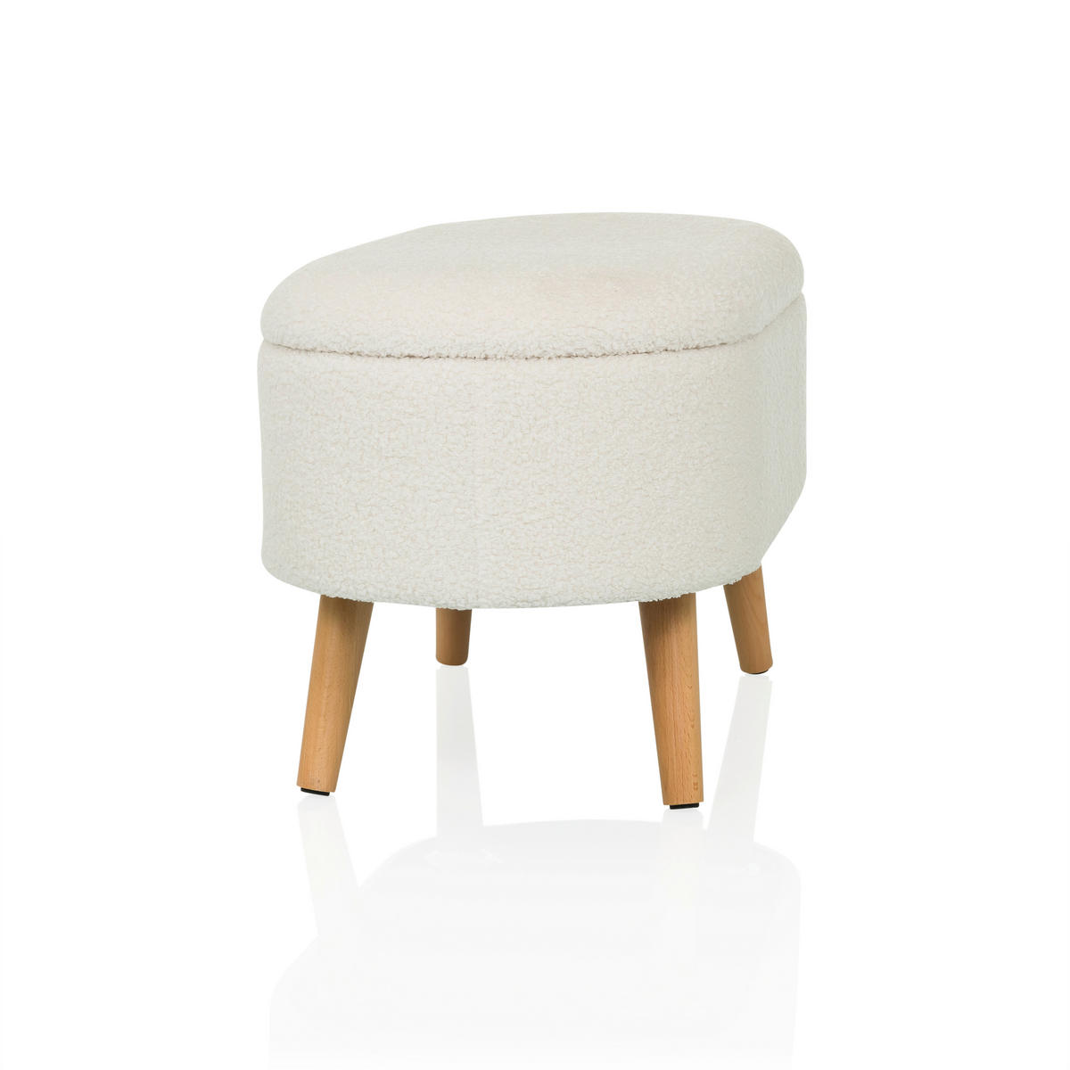 HOCKER Bouclé Weiß  - Eichefarben/Weiß, MODERN, Holzwerkstoff/Textil (82/43/47cm) - MID.YOU