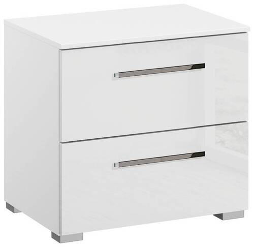 NACHTSCHRANK 50/49/42 cm - Chromfarben/Weiß Hochglanz, Design, Holzwerkstoff/Kunststoff (50/49/42cm) - Novel