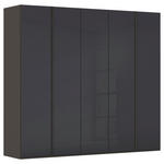 DREHTÜRENSCHRANK 251/235/61 cm,  in Graphitfarben, 5-türig  - Graphitfarben, Basics, Glas/Holzwerkstoff (251/235/61cm) - Novel