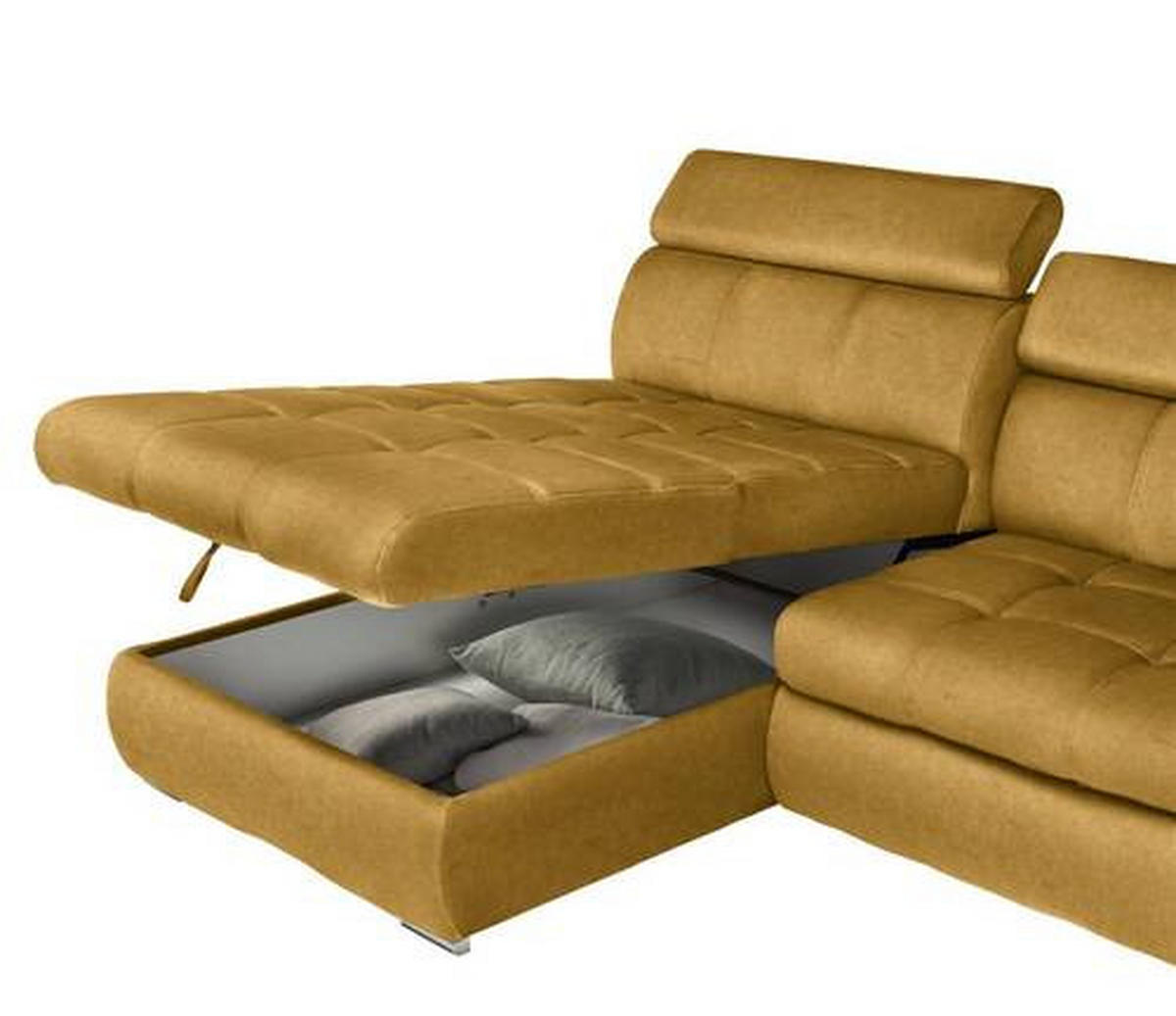 ECKSOFA in Velours Gelb  - Chromfarben/Gelb, Design, Kunststoff/Textil (173/276cm) - Stylife