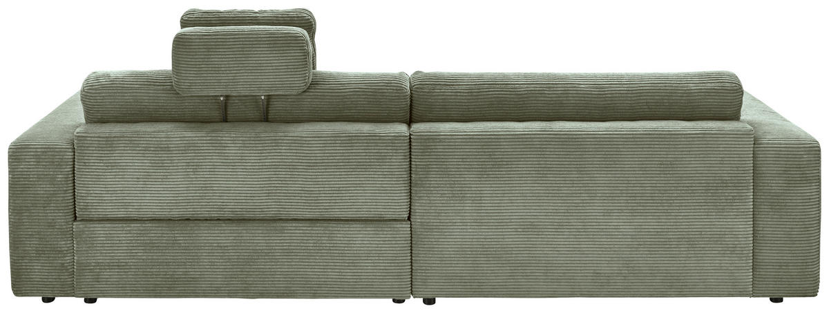 ECKSOFA in Cord Grün  - Schwarz/Grün, Design, Kunststoff/Textil (168/296cm) - Pure Home Lifestyle