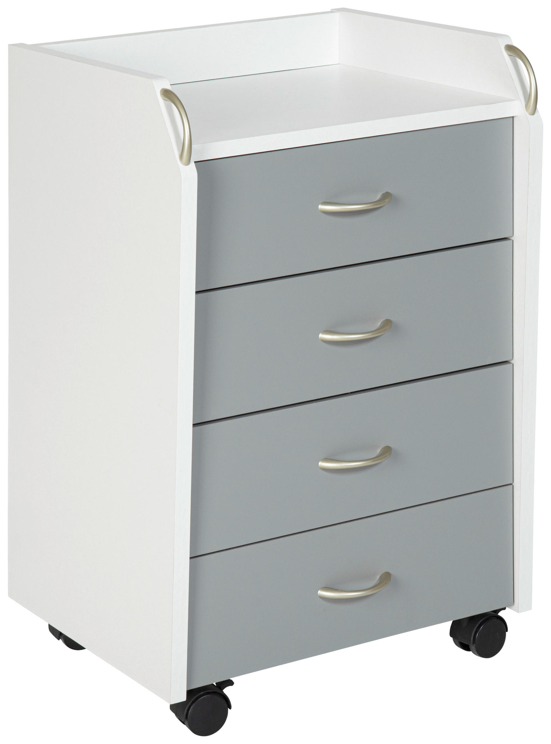 ROLLCONTAINER 40/65/36 cm  - Silberfarben/Weiß, KONVENTIONELL, Holzwerkstoff/Kunststoff (40/65/36cm) - MID.YOU