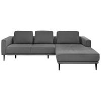 ECKSOFA Anthrazit Flachgewebe  - Anthrazit/Schwarz, KONVENTIONELL, Textil/Metall (279/193cm) - SetOne by Musterring