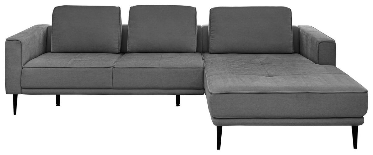 ECKSOFA Anthrazit Flachgewebe  - Anthrazit/Schwarz, KONVENTIONELL, Textil/Metall (279/193cm) - SetOne by Musterring