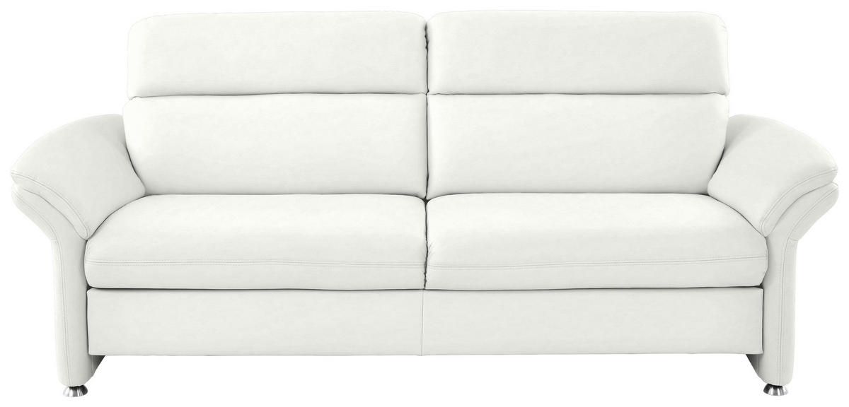 3-SITZER-SOFA in Echtleder Weiss  - Weiss/Alufarben, Konventionell, Leder/Metall (228/96/92cm) - Beldomo Premium