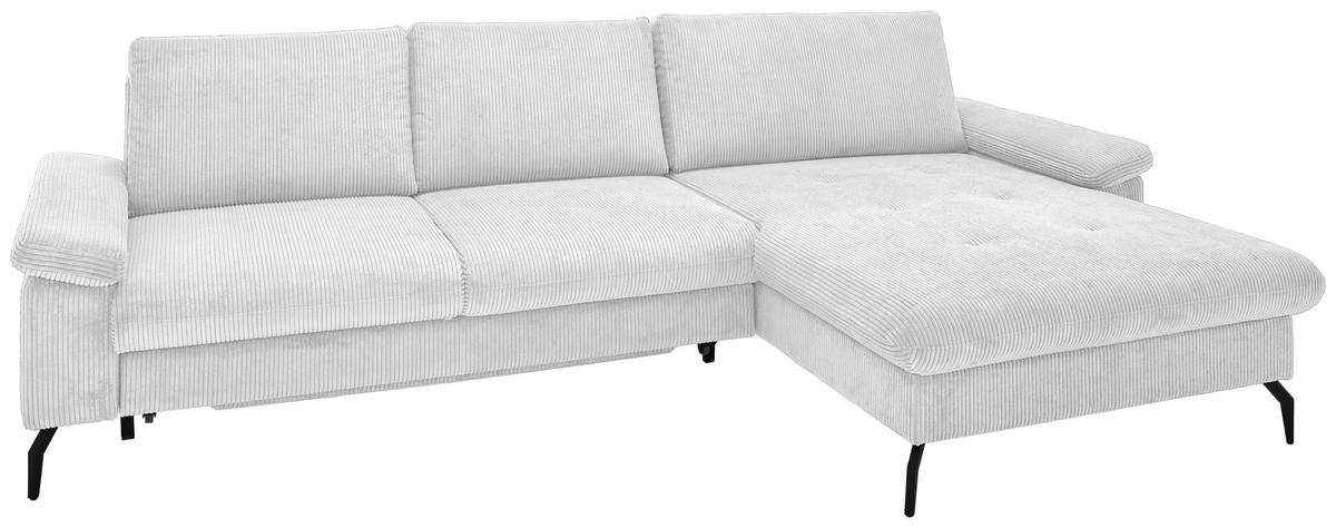 ECKSOFA inkl. Funktion Silberfarben Cord, Velours  - Silberfarben/Schwarz, MODERN, Textil/Metall (180/302cm) - Venda