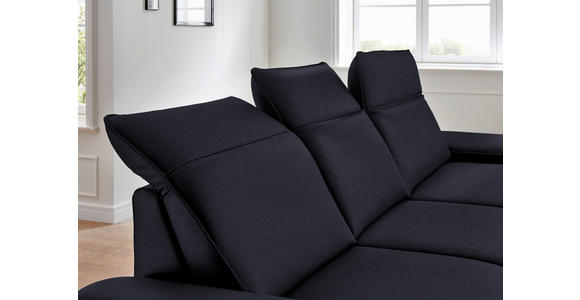 ECKSOFA in Echtleder Schwarz  - Schwarz, Design, Leder/Metall (328/193cm) - Dieter Knoll