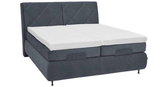 BOXSPRINGBETT 180/200 cm  in Blaugrau  - Blaugrau/Schwarz, KONVENTIONELL, Textil/Metall (180/200cm) - Dieter Knoll