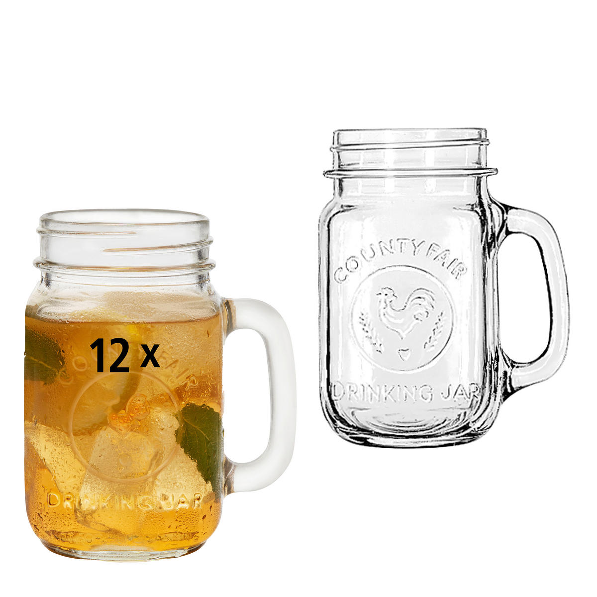 GLÄSERSET DRINKING JARS  12-teilig  - Klar, Basics, Glas (9/13,5cm)