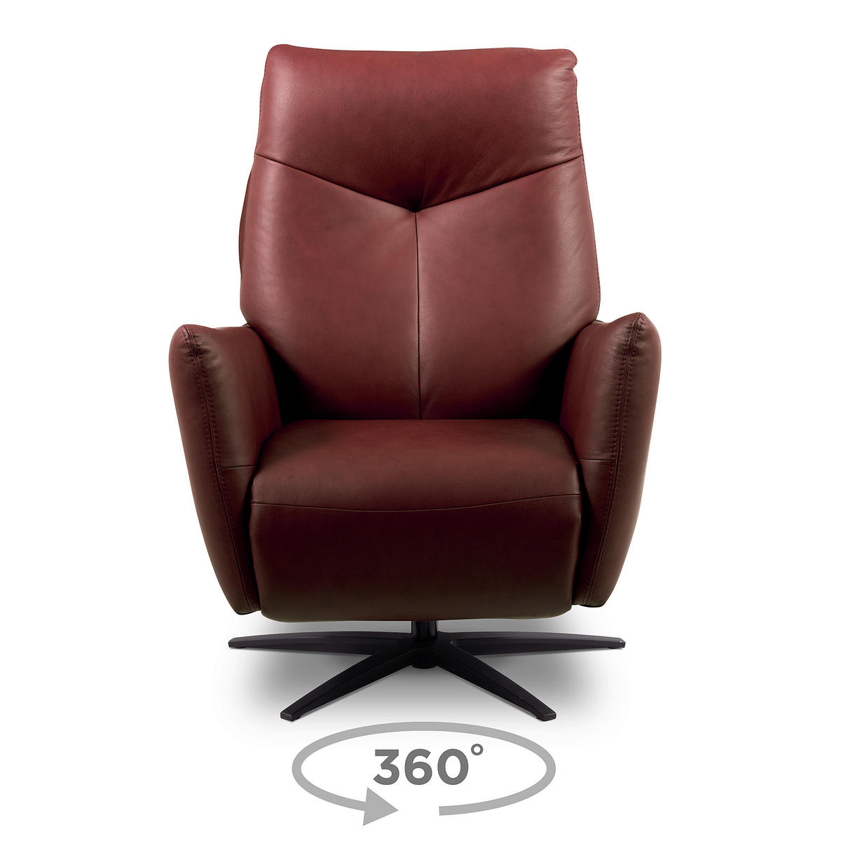 RELAXSESSEL Leder Kirschrot  - Schwarz/Kirschrot, Design, Leder/Metall (76/107/88cm) - Livetastic