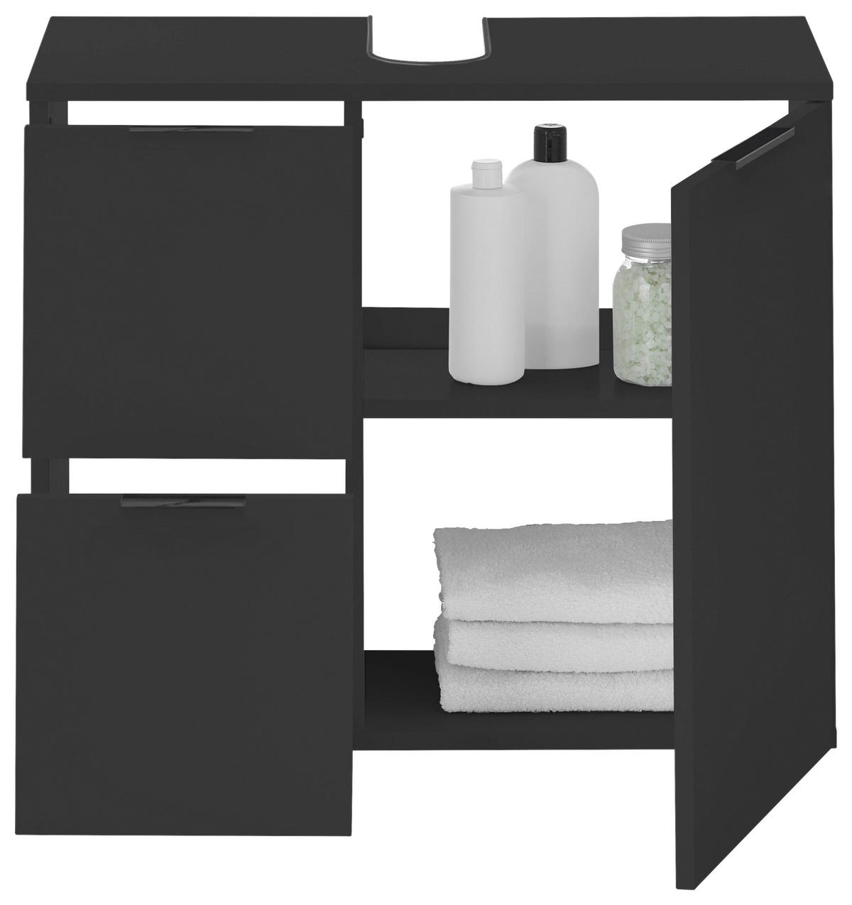 WASCHBECKENUNTERSCHRANK 70/60/35 cm  - Schwarz, KONVENTIONELL, Holzwerkstoff/Kunststoff (70/60/35cm) - Xora