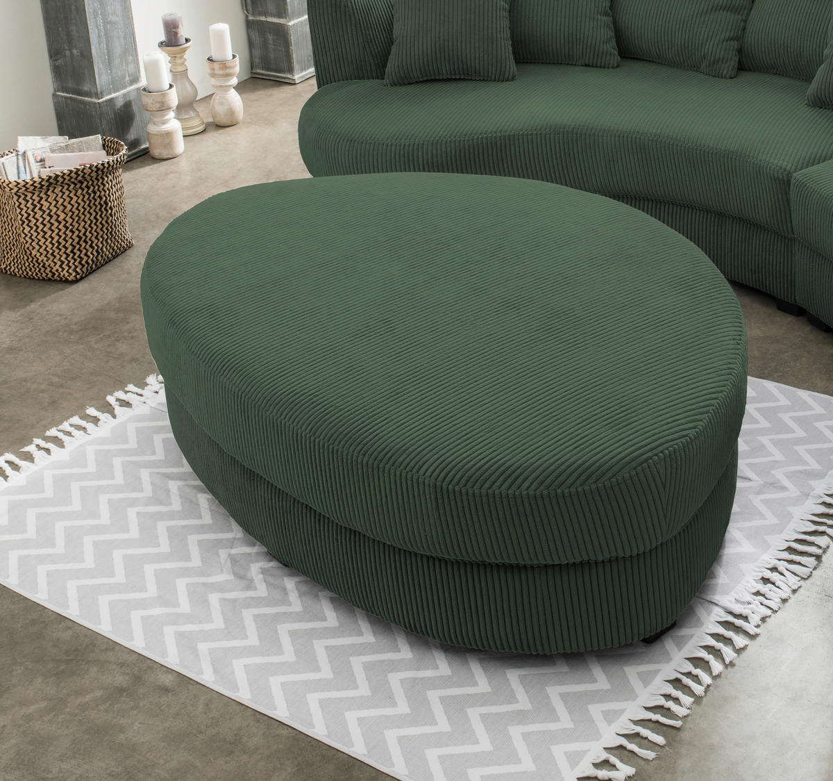 CANAPEA MODULARĂ textil verde închis  - verde închis/măsliniu, Design, plastic/textil (300/160cm) - Livetastic
