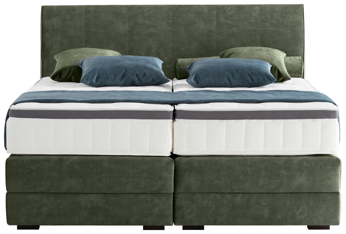 BOXSPRINGBETT 180/200 cm  in Waldgrün  - Waldgrün/Wengefarben, Konventionell, Holz/Textil (180/200cm) - Novel