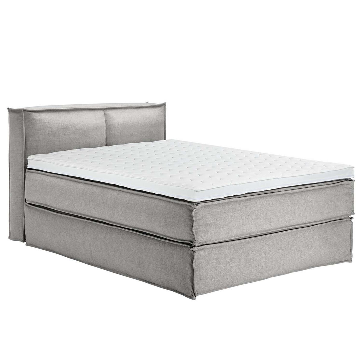 BOXSPRINGBETT 140/200 cm  in Hellgrau  - Hellgrau/Schwarz, Design, Textil (140/200cm) - home24