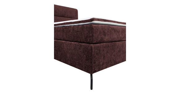BOXSPRINGBETT 180/200 cm,  in Dunkelrot, Topper, H2 + H2 = mittel  - Schwarz/Dunkelrot, Design, Textil/Metall (180/200cm) - Esposa