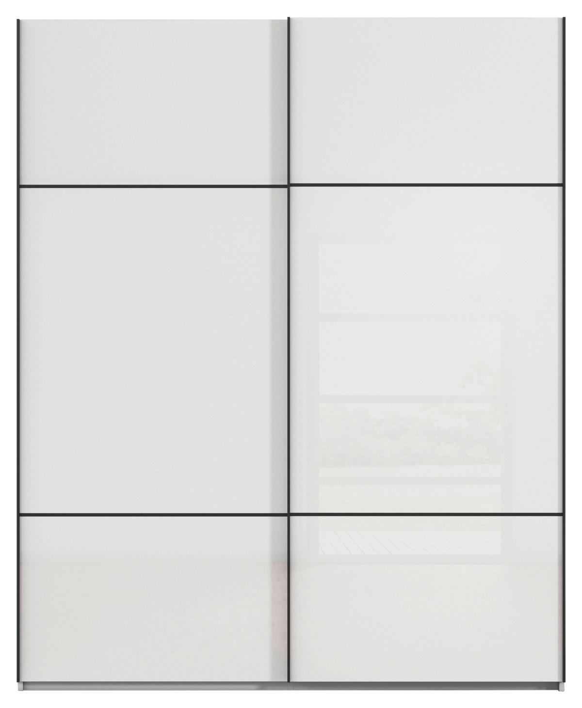 SCHWEBETÜRENSCHRANK in Grau, Weiss  - Weiss/Schwarz, Konventionell, Glas/Holzwerkstoff (201/223/67cm) - Novel