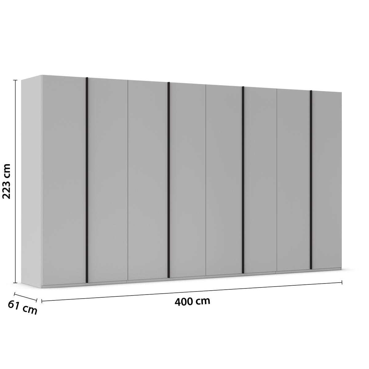 DREHTÜRENSCHRANK 400/223/61 cm,  in Graphitfarben, 8-türig  - Graphitfarben, Basics, Holzwerkstoff/Metall (400/223/61cm) - Novel
