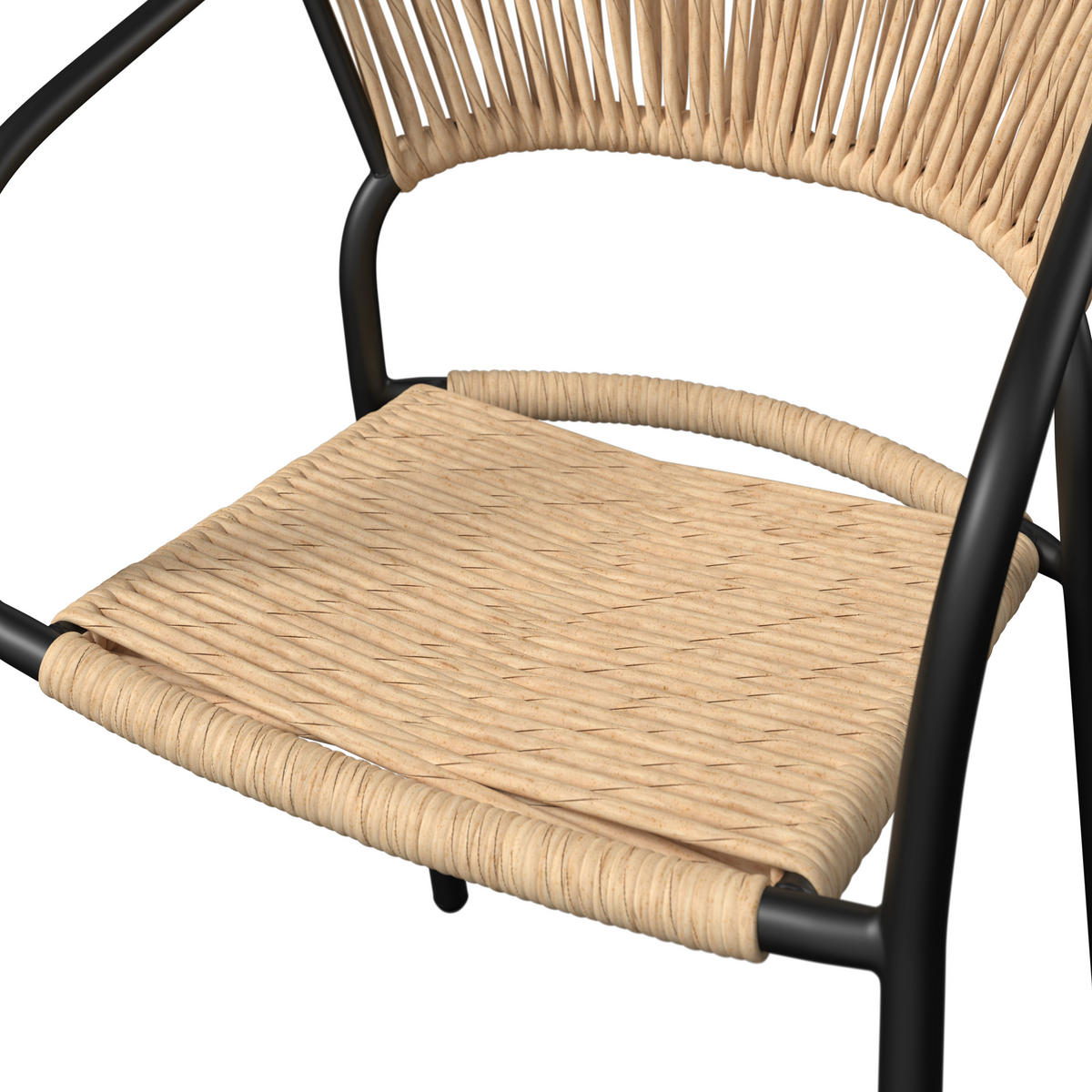 BALKONSET  - Schwarz/Naturfarben, Basics, Glas/Kunststoff (55/78/55cm) - Ambia Garden