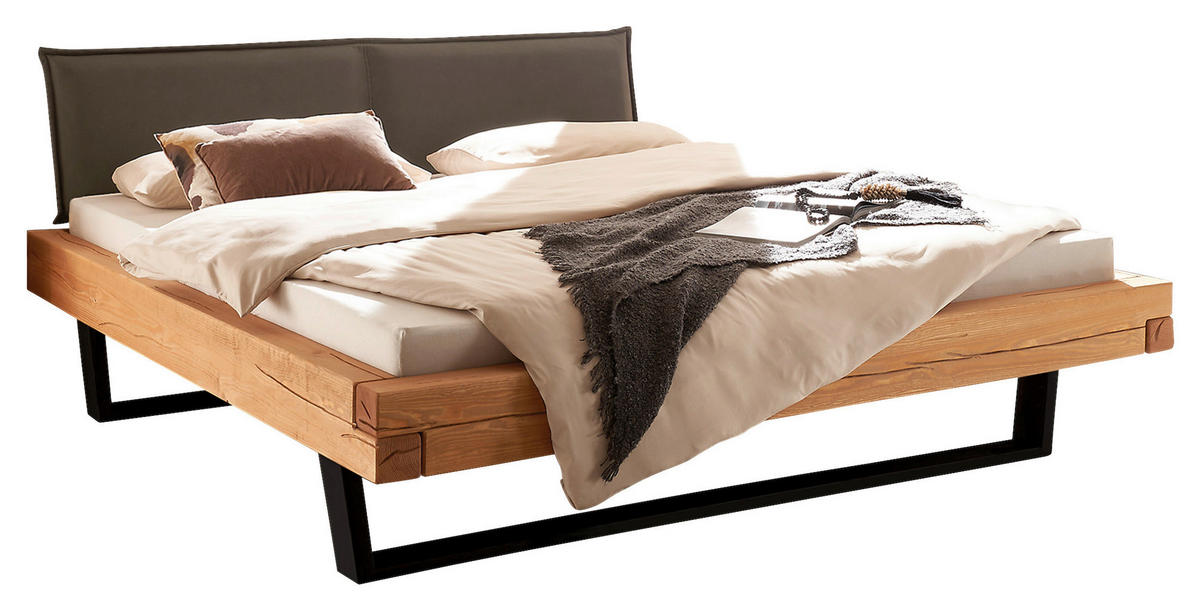 BALKENBETT 180/200 cm    - Schwarz/Grau, Modern, Holz/Textil (180/200cm) - Livetastic