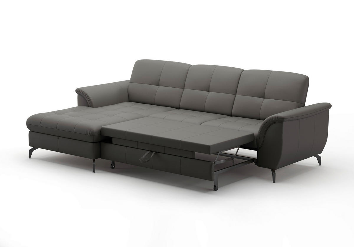 ECKSOFA ZORA E Anthrazit Echtleder  - Anthrazit/Schwarz, MODERN, Leder/Metall (164/262cm) - Sit & More