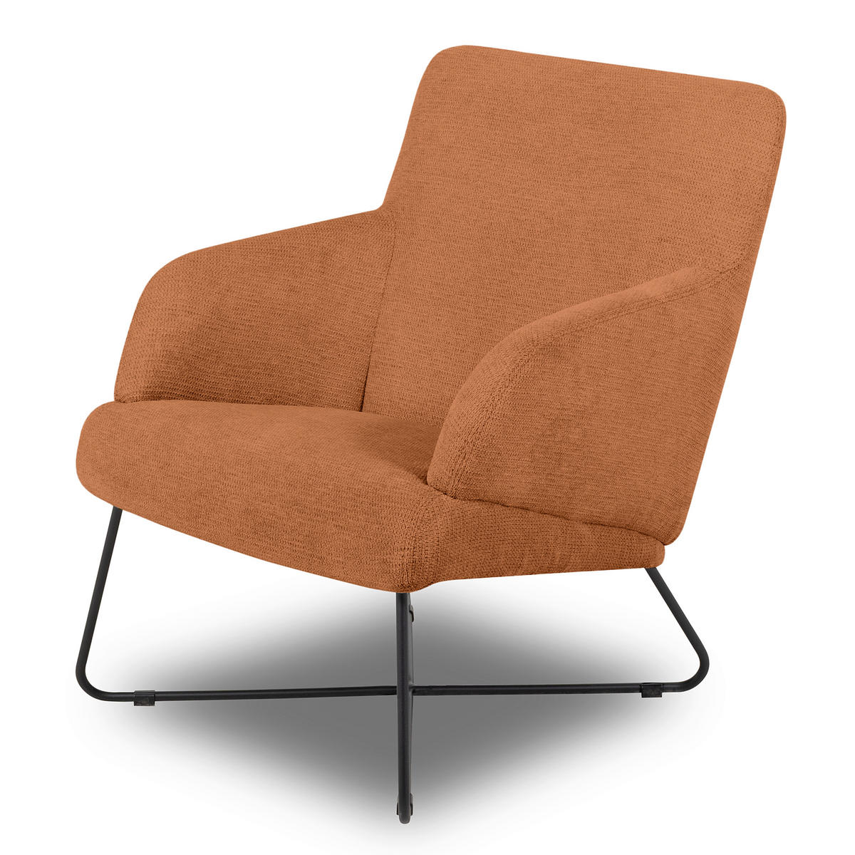 SESSEL in Chenille Rot  - Rot/Schwarz, Design, Textil/Metall (67/87/74cm) - Livetastic