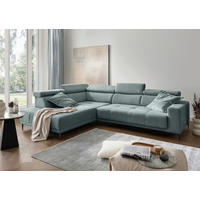 ECKSOFA Chenille Mintgrün  - Schwarz/Mintgrün, Konventionell, Textil/Metall (225/305cm) - Livetastic