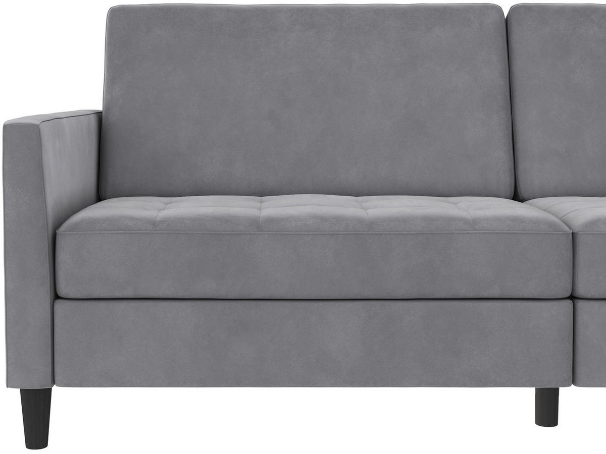 SCHLAFSOFA Velours Grau  - Schwarz/Grau, Basics, Kunststoff/Textil (207/86/86cm) - Livetastic