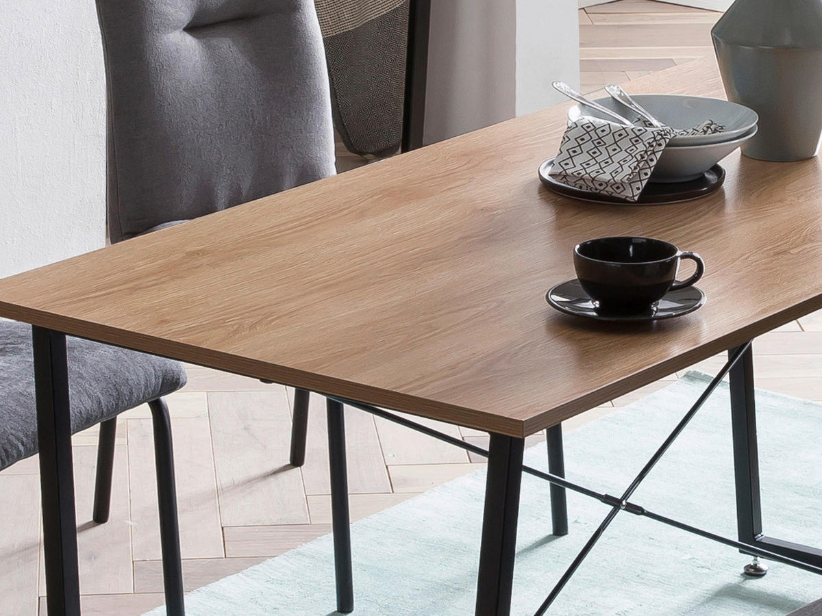 ESSTISCH rechteckig Naturfarben, Schwarz  - Schwarz/Naturfarben, Design, Holzwerkstoff/Metall (140/70/73cm) - Livetastic