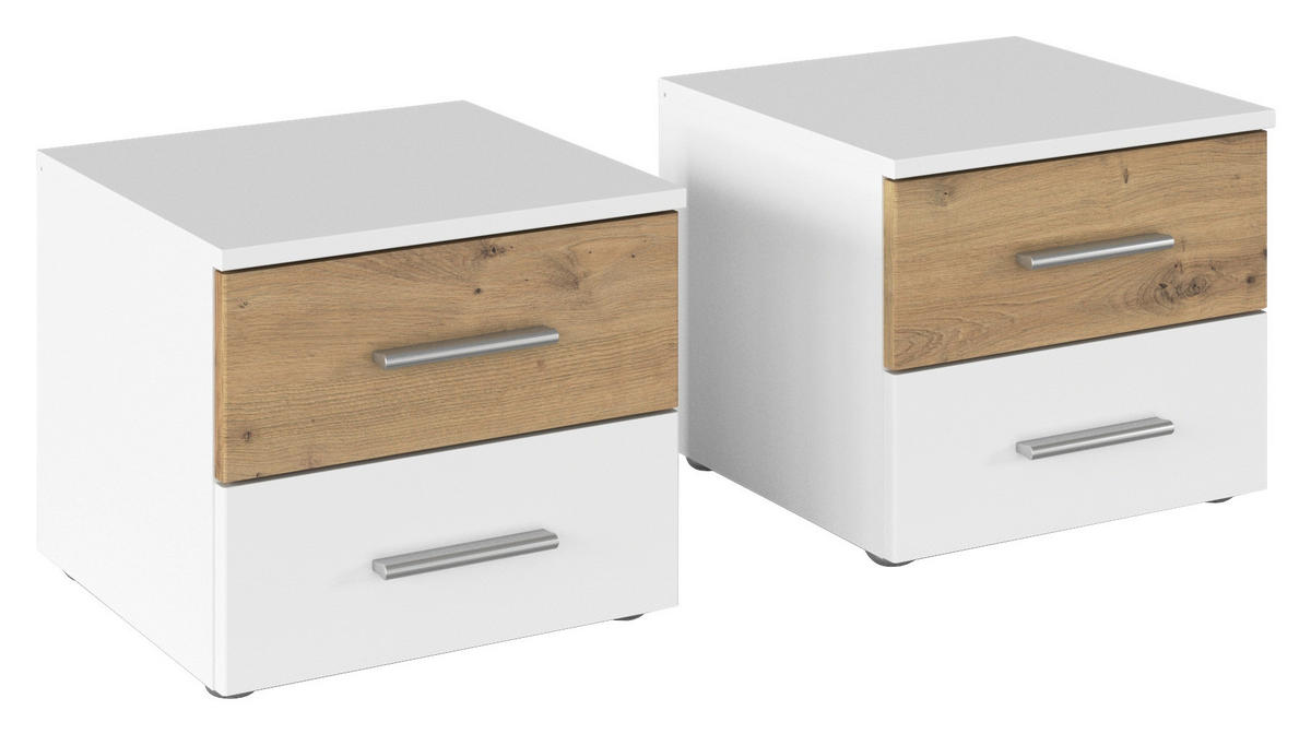 NACHTSCHRANKSET 40/36/40 cm  - Alufarben/Weiß, KONVENTIONELL, Holzwerkstoff/Kunststoff (40/36/40cm)