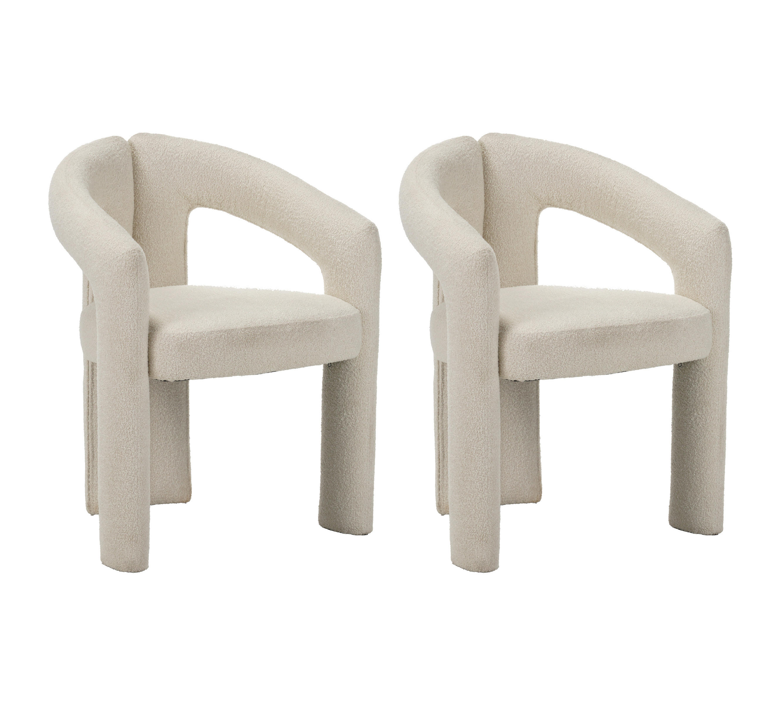 ARMLEHNSTUHL-SET 2 Stück  in Stahl Bouclé  - Elfenbein, MODERN, Textil/Metall (60/78/57cm) - Livetastic