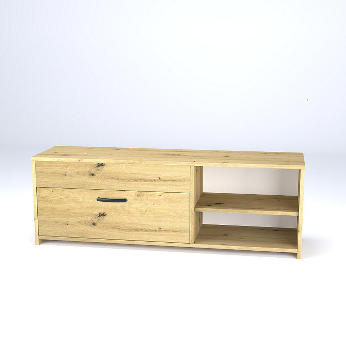 TV ELEMENT hrast Artisan   - hrast Artisan/crna, Design, drvni materijal/metal (120/32/42cm)