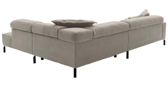 ECKSOFA in Feincord Sandfarben  - Sandfarben/Schwarz, KONVENTIONELL, Textil/Metall (311/219cm) - Hom`in