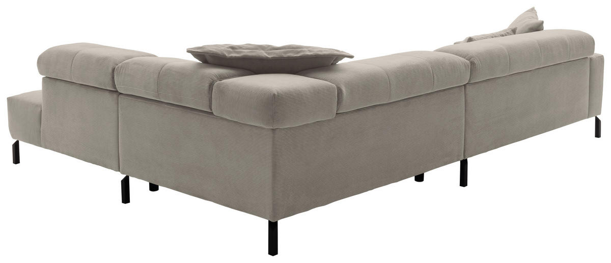 ECKSOFA in Feincord Sandfarben  - Sandfarben/Schwarz, Konventionell, Textil/Metall (311/219cm) - Hom`in