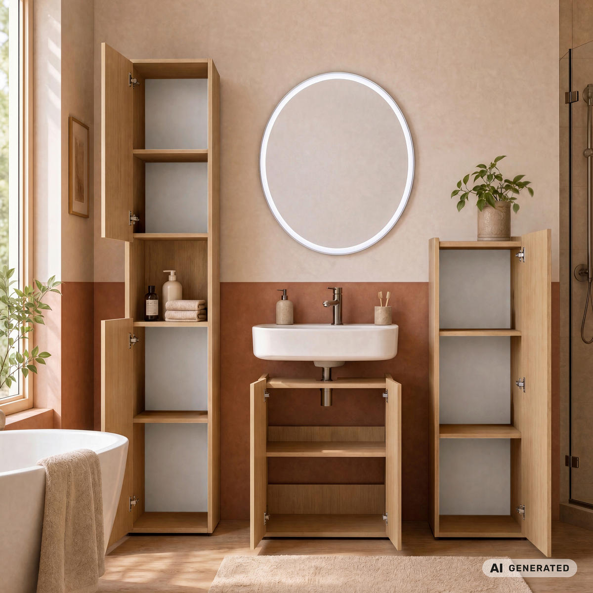 HOCHSCHRANK 42/197/33 cm  - Eichefarben/Schwarz, Trend, Holzwerkstoff/Kunststoff (42/197/33cm) - MID.YOU