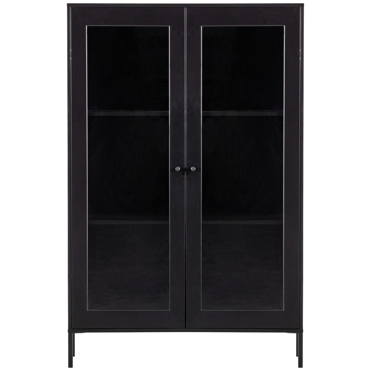 VITRINE  in massiv Kiefer Schwarz  - Schwarz, Design, Glas/Holz (100/155/40cm) - Livetastic