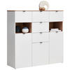 HIGHBOARD Weiss, Eiche Artisan  125/125/44 cm  - Weiss/Schwarz, Modern, Glas/Holzwerkstoff (125/125/44cm) - Hom`in