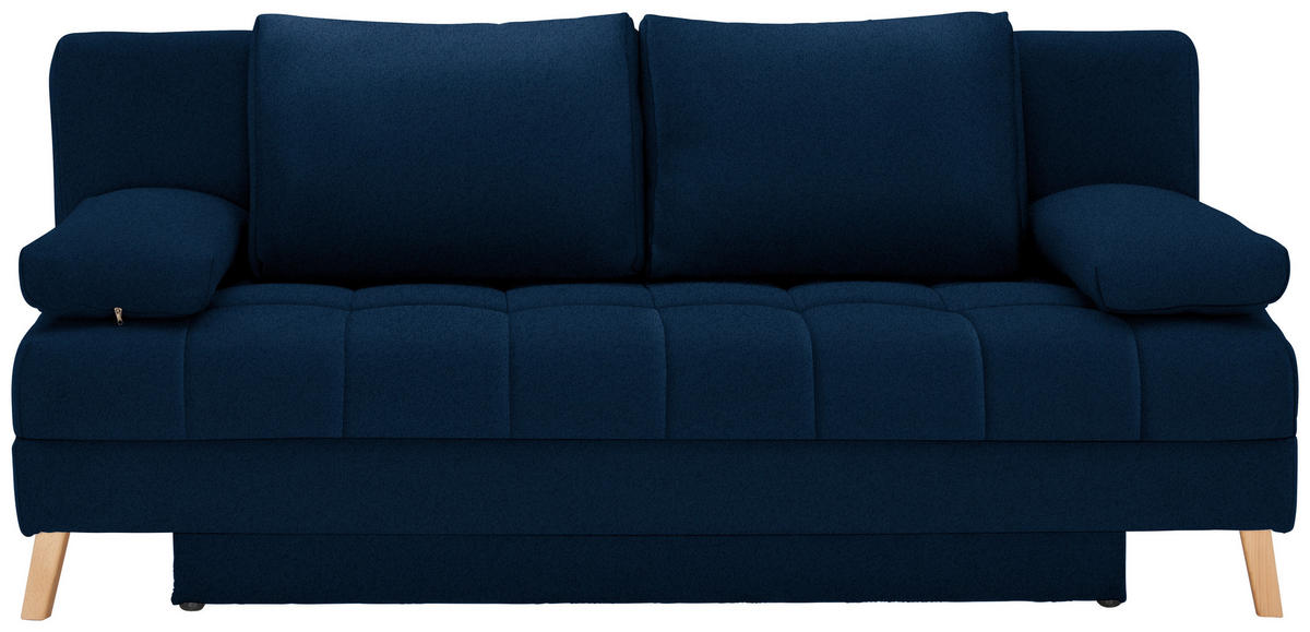 SCHLAFSOFA  mit Schlafen auf Sitzhöhe Webstoff Dunkelblau  - Naturfarben/Dunkelblau, KONVENTIONELL, Holz/Textil (195/90/90cm) - Cantus