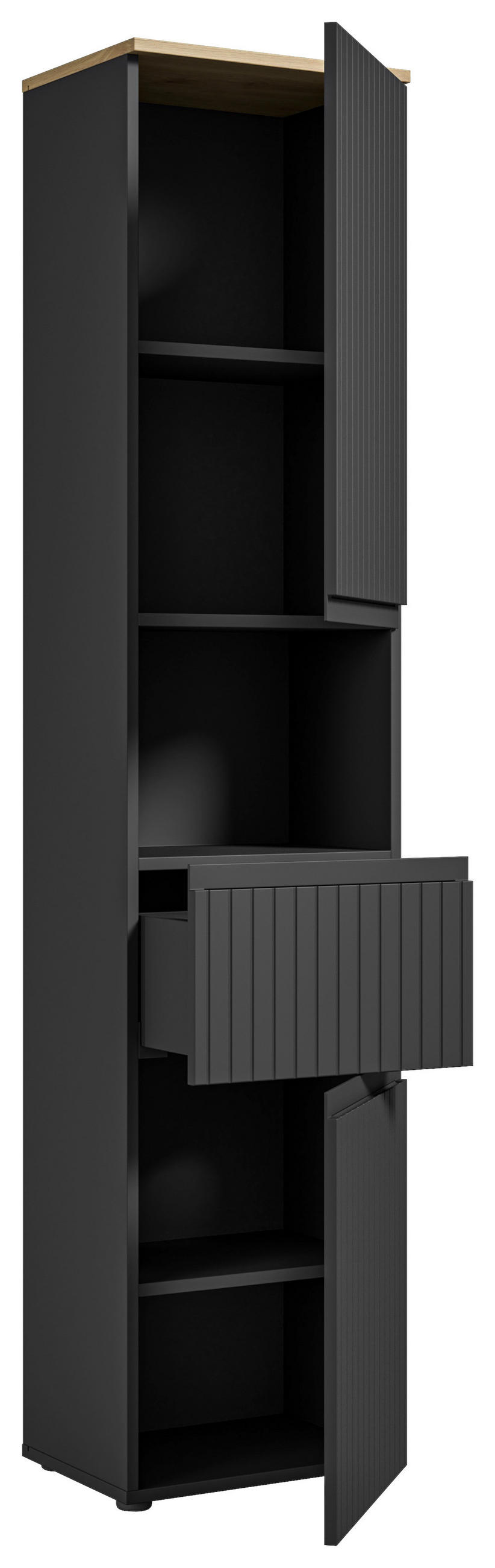 HOCHSCHRANK 40/181/31 cm  - Eichefarben/Schwarz, Modern, Holzwerkstoff/Kunststoff (40/181/31cm) - MID.YOU