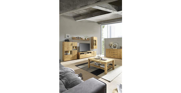 WOHNWAND 320/190/50 cm in Eichefarben - Eichefarben/Alufarben, KONVENTIONELL, Glas/Holz (320/190/50cm) - Cantus