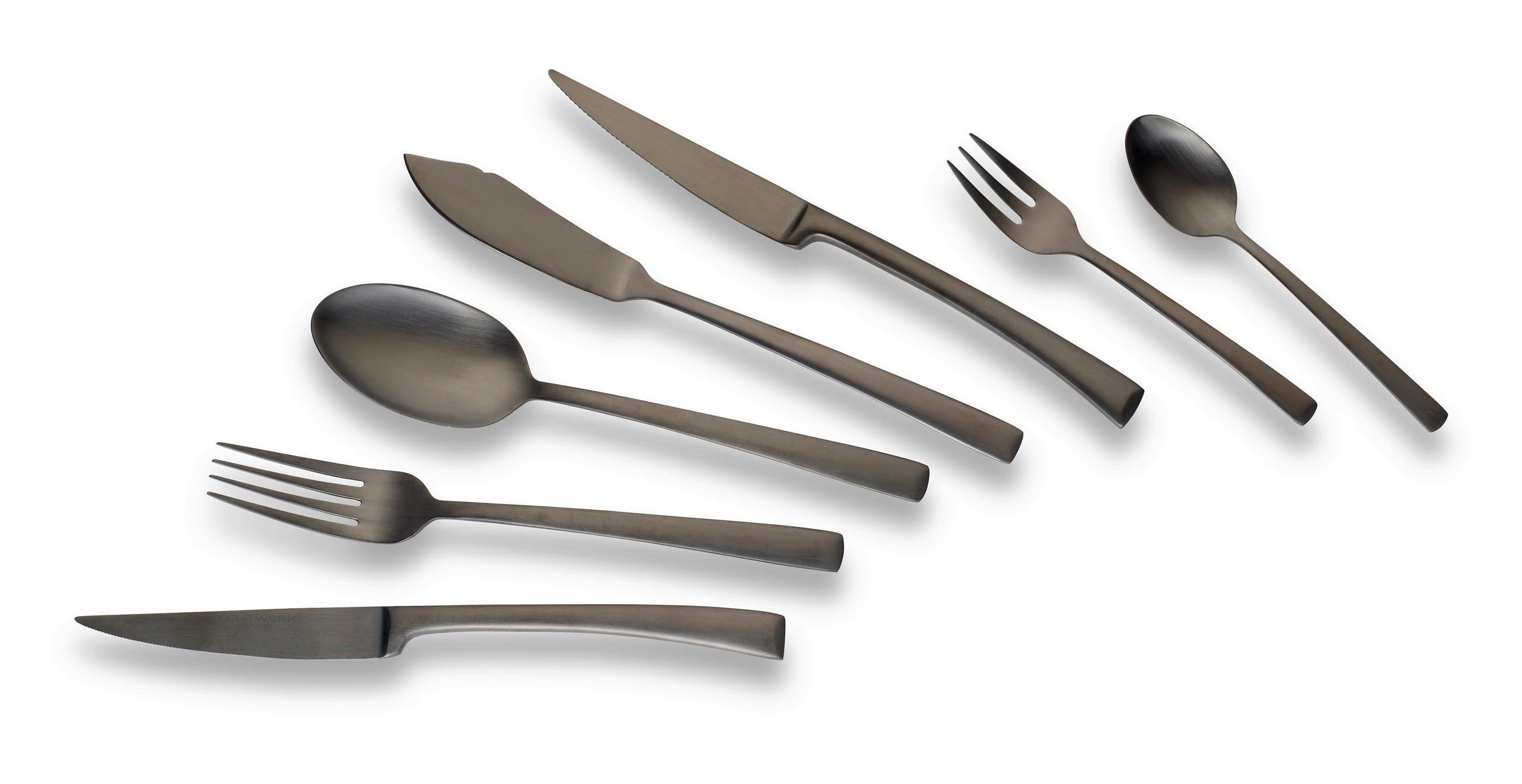 BESTECKSET 42-teilig Edelstahl  - Schwarz, Design, Metall - Echtwerk